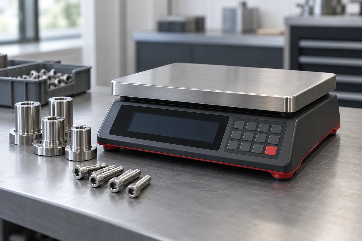 AI illustration of unbranded weighing equipment in a workshop