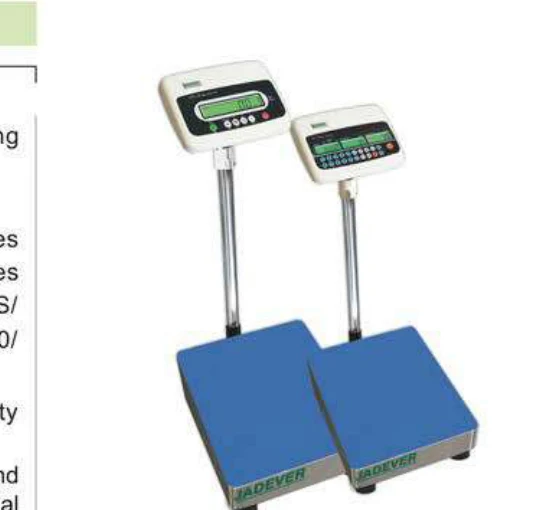 Jadever Iron Bench Scale Base product visual cropped from its supplied brochure