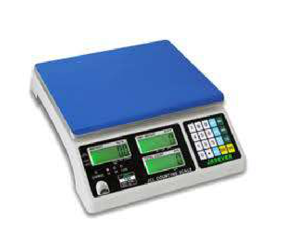 Jadever JCL counting scale with blue weighing pan and three display windows
