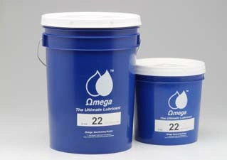 Omega 22 grease in two blue tubs, as pictured in the supplied technical packet